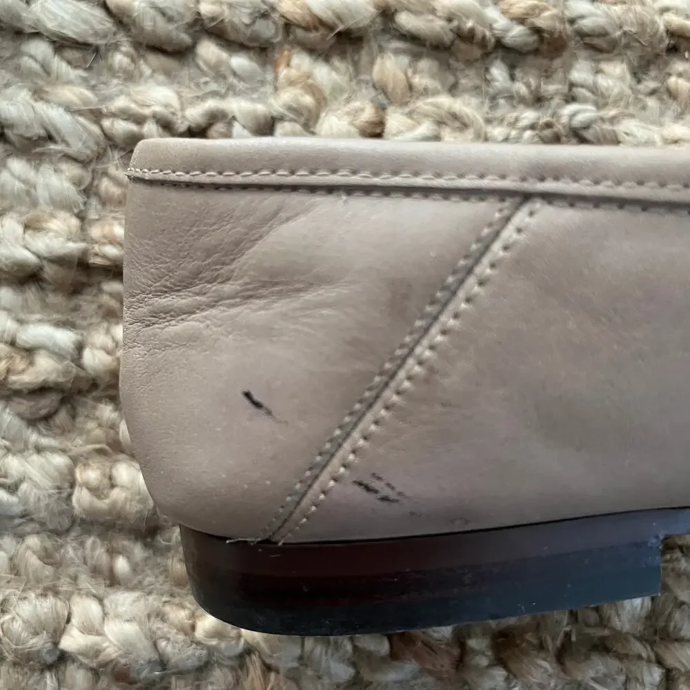 Sam Edelman Loraine Bit Loafers Taupe Leather Gold Hardware Women’s 10.5 Preppy